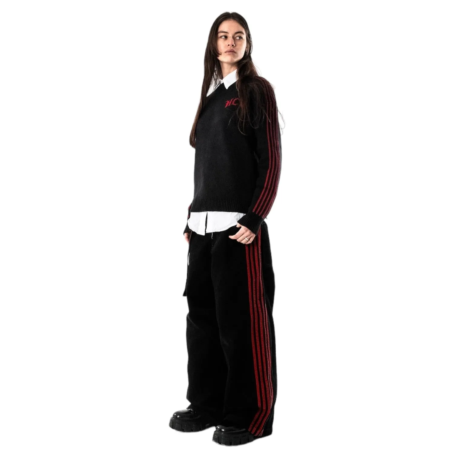 TRACK JEANS (BLACK/RED)