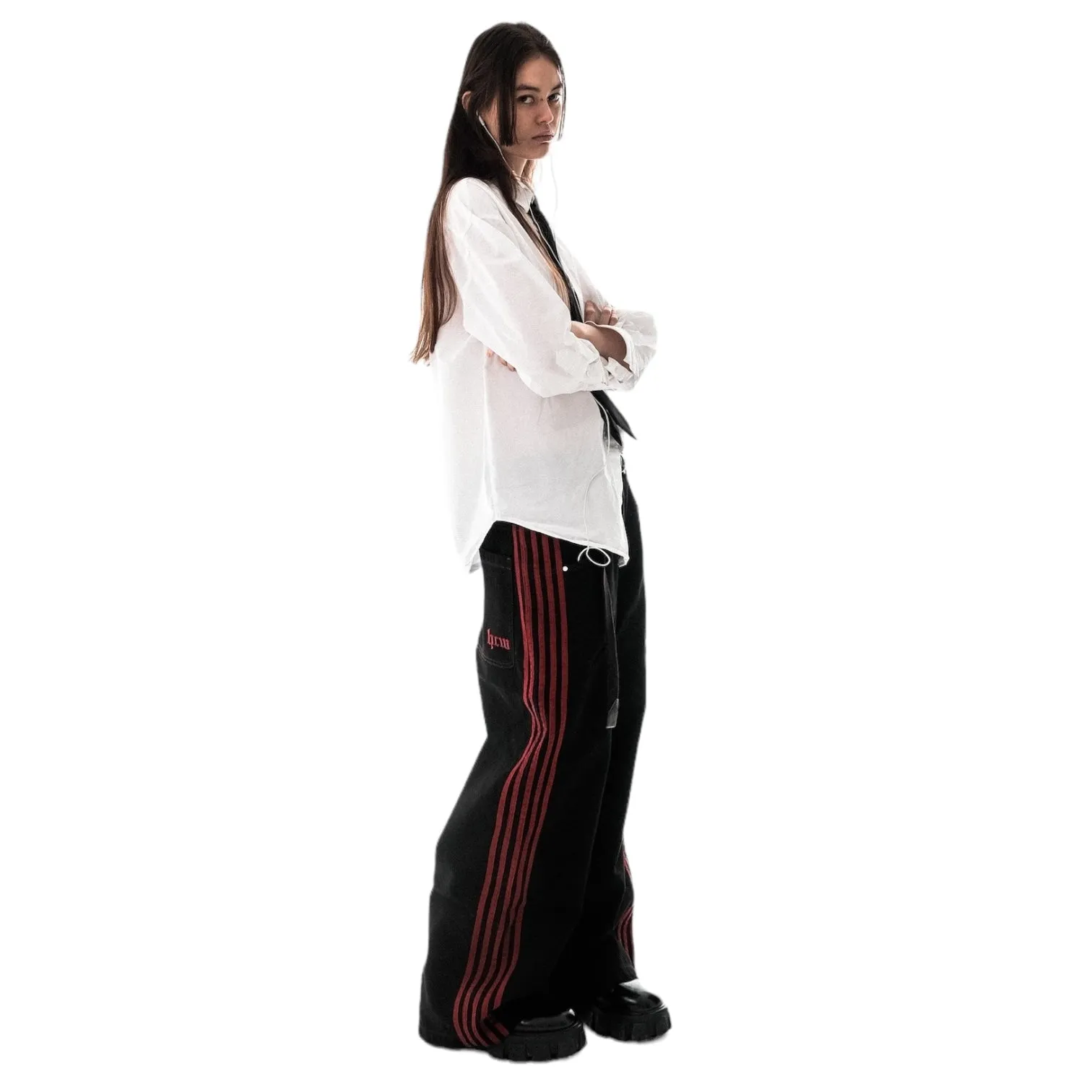 TRACK JEANS (BLACK/RED)