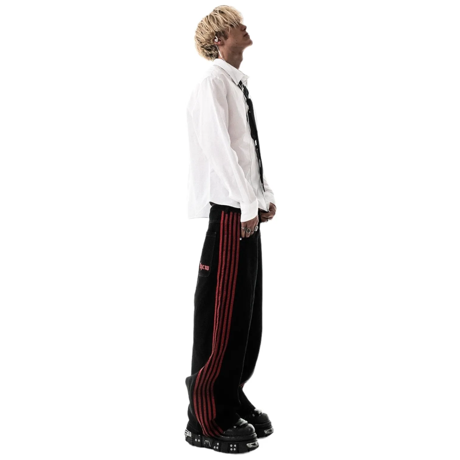 TRACK JEANS (BLACK/RED)