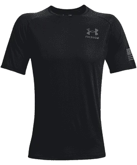 UNDER ARMOUR MENS TECH FREEDOM BLACK SHORT SLEEVE