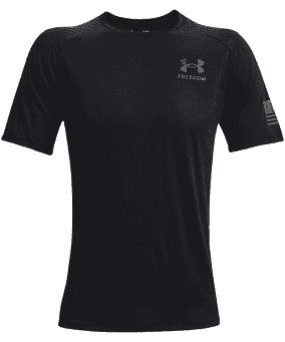 UNDER ARMOUR MENS TECH FREEDOM BLACK SHORT SLEEVE