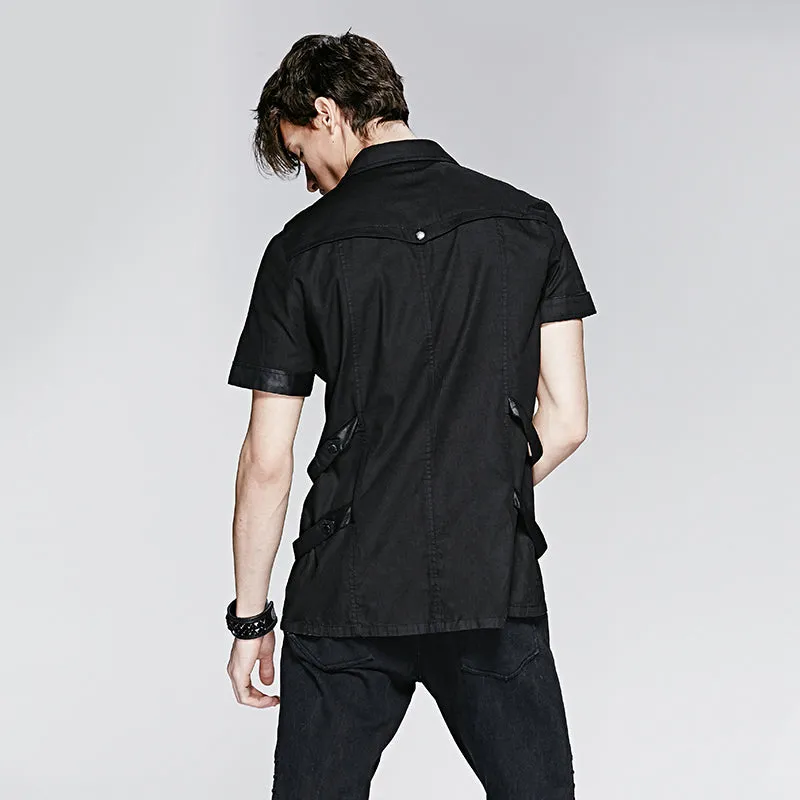 Y-575 100% Cotton Short Sleeve Punk Shirts For Men